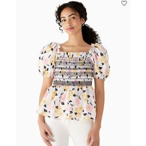 Kate spade Lily Blooms Puff-sleeve Top